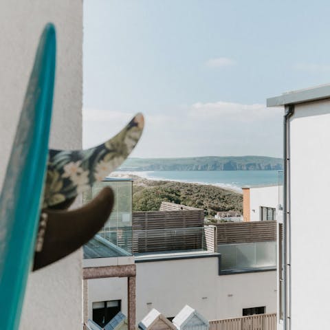 Take a peek at the sea from the private balcony