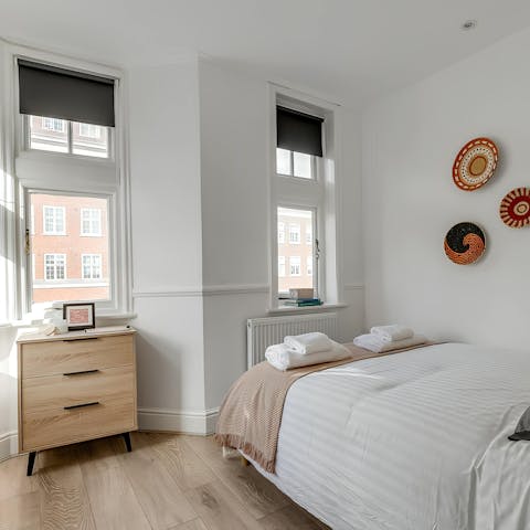 Wake to an airy, light-filled bedroom