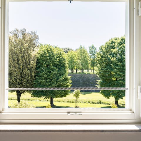 Admire the ancient city walls from this home
