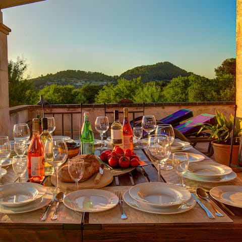 Enjoy some pa amb oli with sun-ripened tomatoes at your alfresco dining table