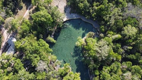 Swim in Barton Springs Pool, a beloved spring-fed outdoor oasis in Zilker Park, a forty-minute walk
