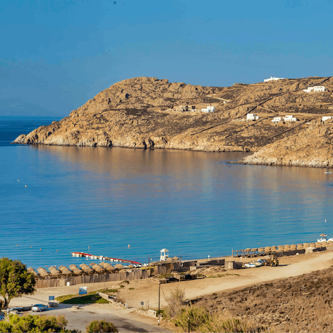 Head to nearby Elia beach to relax for the day or indulge in some water sports