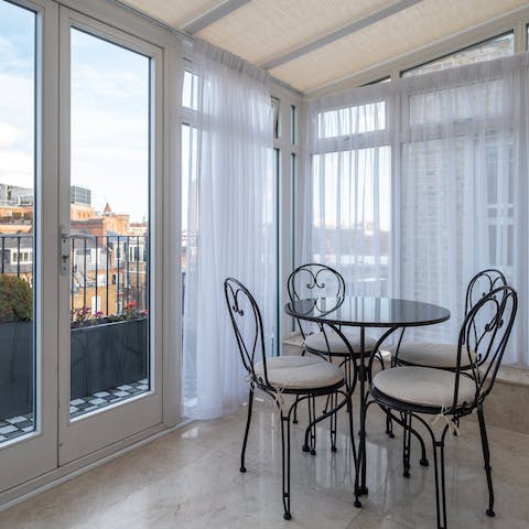 Take your breakfast in the elegant conservatory