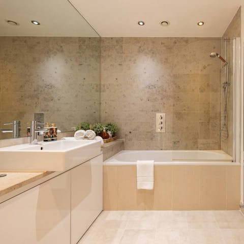 Soak in the bath to unwind after a busy day