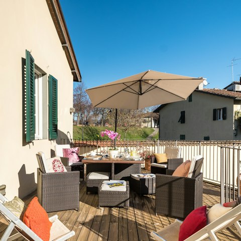 Enjoy drinks on the terrace overlooking the city walls