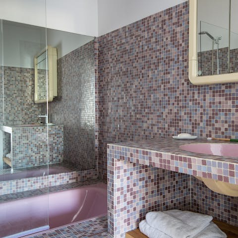 Treat yourself to a long soak in the sunken tub after a day of exploring the city on foot