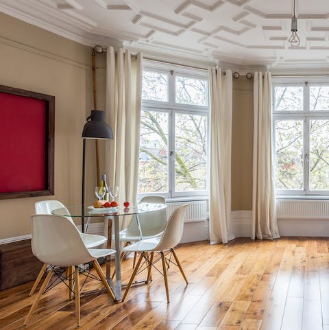 Enjoy breakfast in the bright dining area