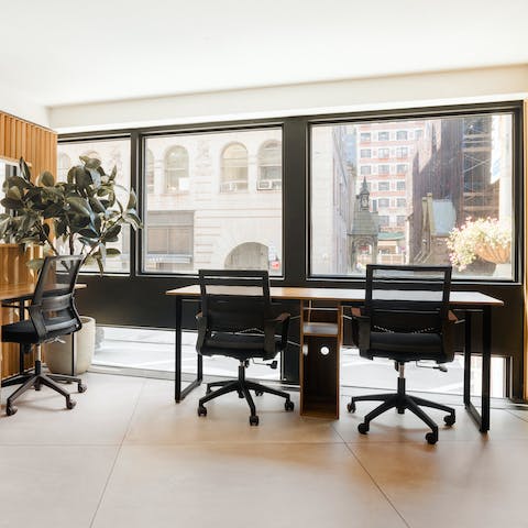 Knuckle down to some work in the building's communal co-working space