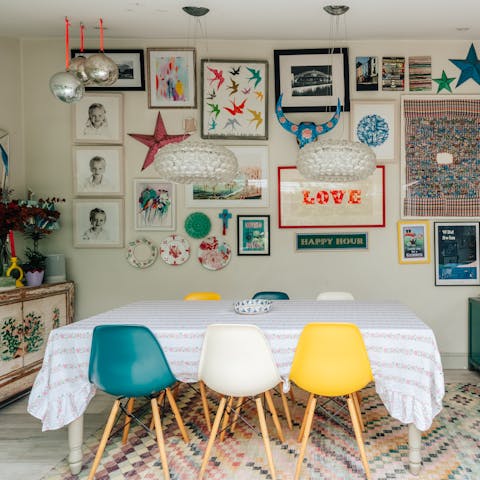 Sit down for a family dinner under the mini disco balls