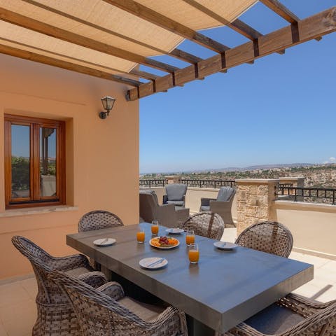 Serve up some local Cypriot culinary delights at the alfresco dining area