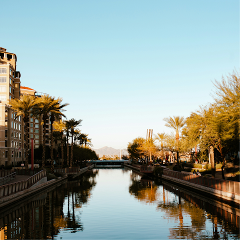 Take the short drive into Old Town Scottsdale and stroll along the canal
