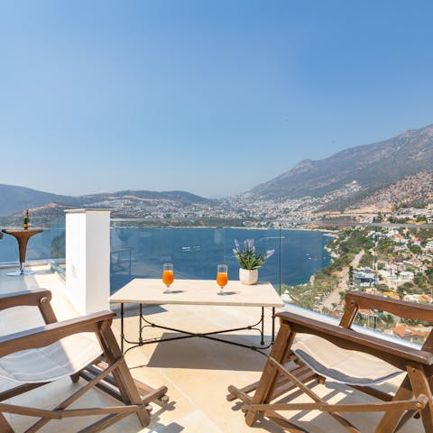 Sit out on the balcony and enjoy mimosas at brunch time