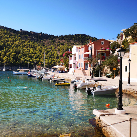 Wander around the port of Assos, a short stroll away
