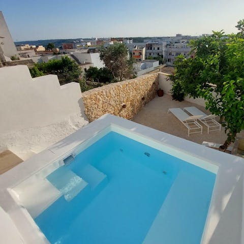 Cool off in the private plunge pool or soak up the sun
