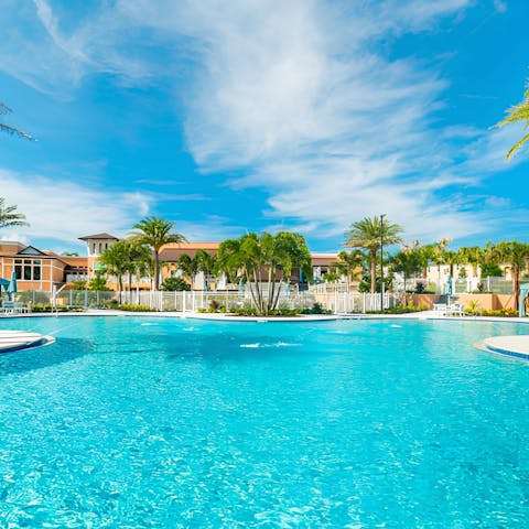 Head to the communal pool for a refreshing swim