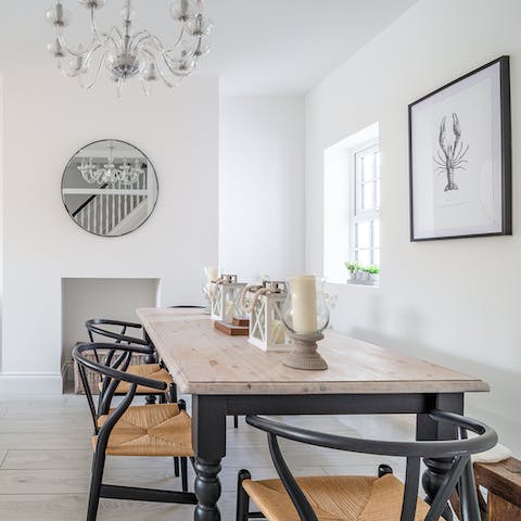 Gather around the dining table for a board game night on rainy evenings or tuck into a family meal of fresh-caught seafood