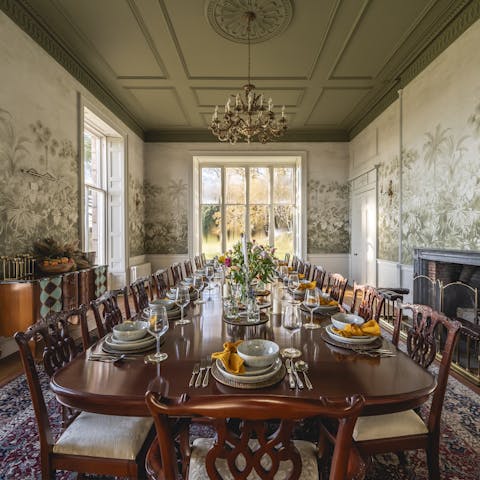 Gather for a decadent feast in the grand dining room