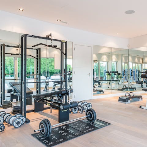 Keep up your fitness routine in the private gym