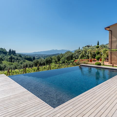 Swim in the private pool as the sun warms your skin