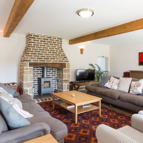 Snuggle up by the fire on cooler evenings