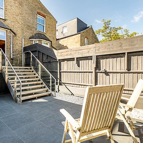 Head out onto the private patio with your morning coffees