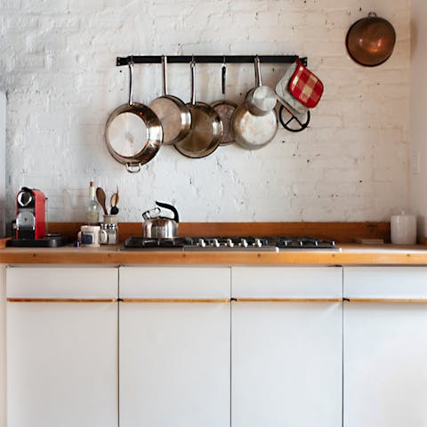 The simple, open-plan kitchen