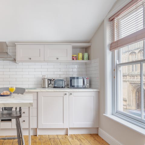 Sip your morning coffee with a view of the Norman Gate from your kitchen window