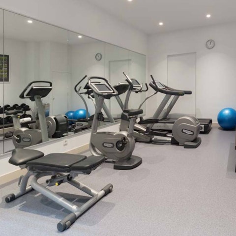 Work out in the in-building gym