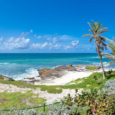 Stay right on the beach on Barbados' south coast