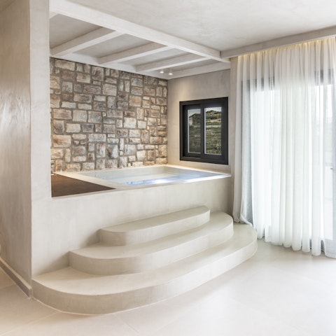 Soothe sore muscles with a soak in the indoor hot tub