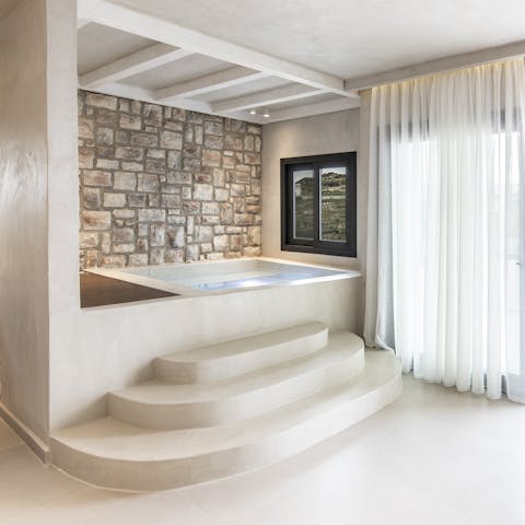 Soothe sore muscles with a soak in the indoor hot tub