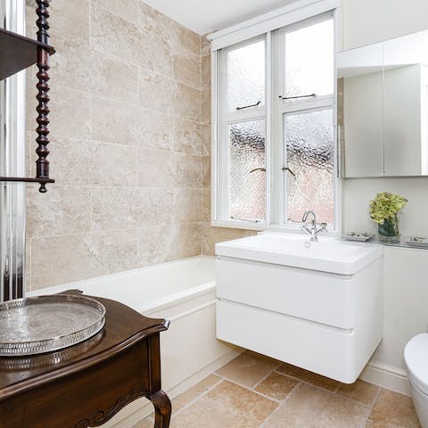 Relax after a busy day in the city with a hot bath