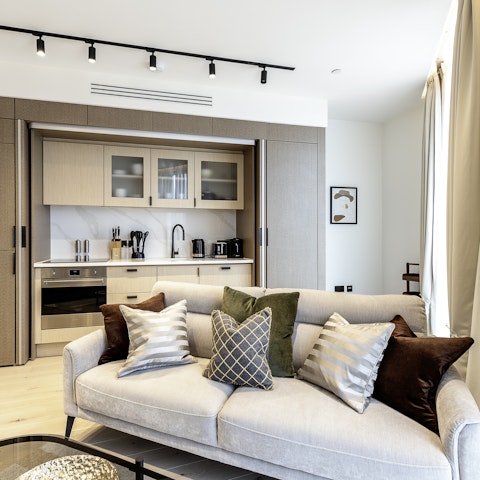 Cook in the sleek kitchen
