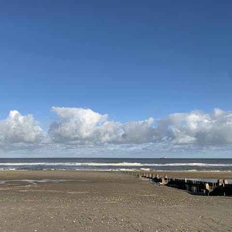 Take a stroll to the beach, just moments away in Bacton, Norfolk