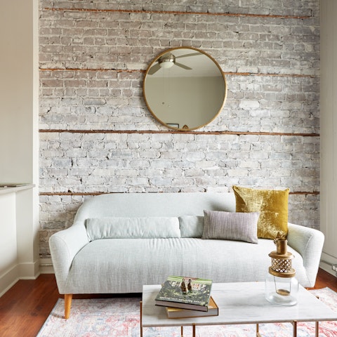 Relax on the comfy sofa after a busy day exploring Savannah