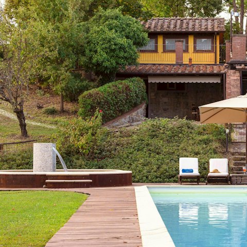Cool off in the pool while the kids splash about
