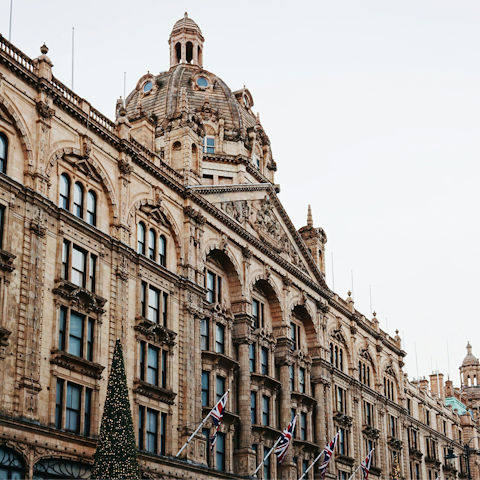 Browse the racks at Harrods, ten minutes away