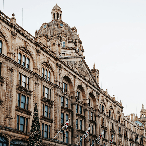 Browse the racks at Harrods, ten minutes away