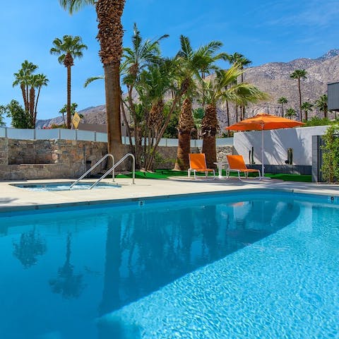 Take a refreshing dip in the communal swimming pool