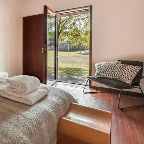 Take French doors from the bedroom to garden