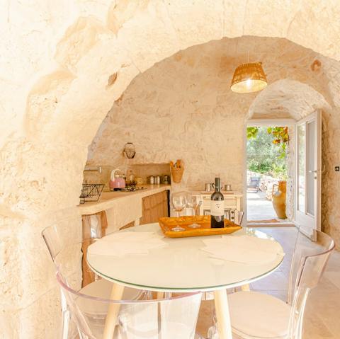 Gather around the breakfast table for coffee and fresh fruit