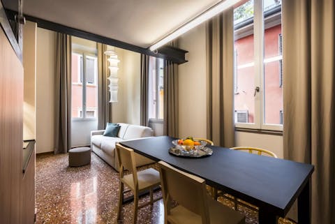 Relax in the light-filled apartment after a day seeing the sights