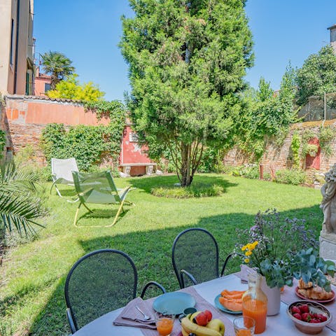 Unwind in the peaceful shared garden