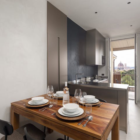 Enjoy breakfast while gazing at the iconic Duomo