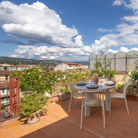 Admire views of Florence from the terrace – there's also a balcony