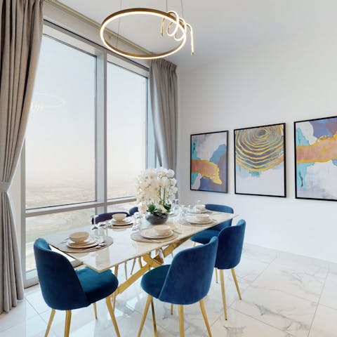 Sit down for a delicious meal in the elegant dining area