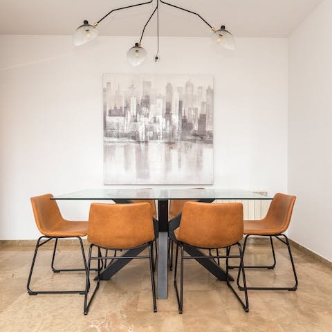 Enjoy celebratory meals in the stylish dining area