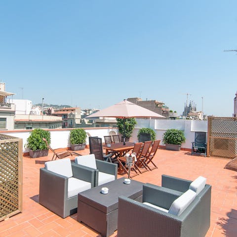 Spend sunny afternoons up on the rooftop terrace