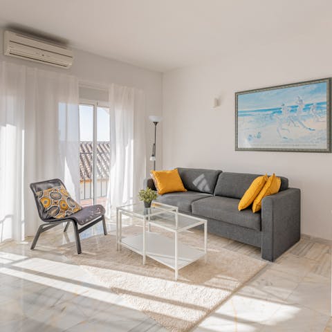 Come inside when the Spanish heat turns up and enjoy a nap on the comfy sofa