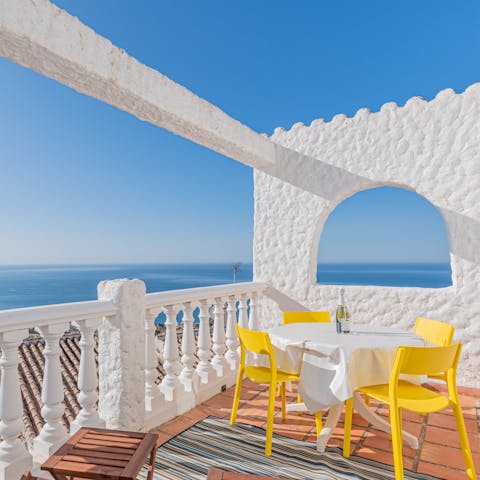 Admire the stunning sea views from the private and peaceful terrace area